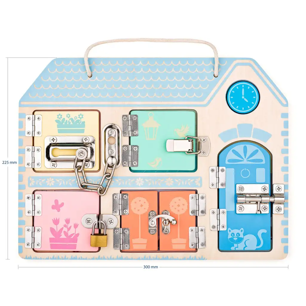 Schlüssel und Schlösser Fummeltafel Geschicklichkeitsspiel - Woodyland kép 2