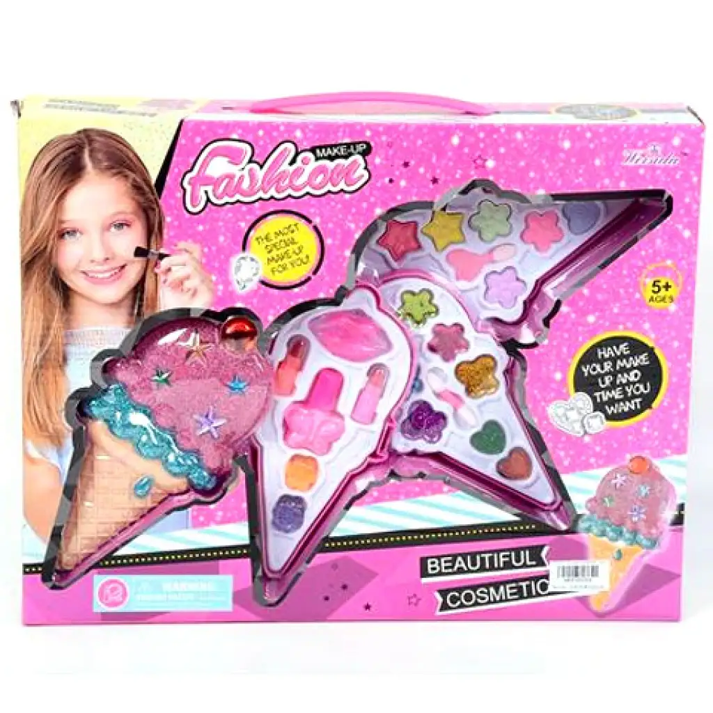 Schminkset in einer eistütenförmigen Aufbewahrung.