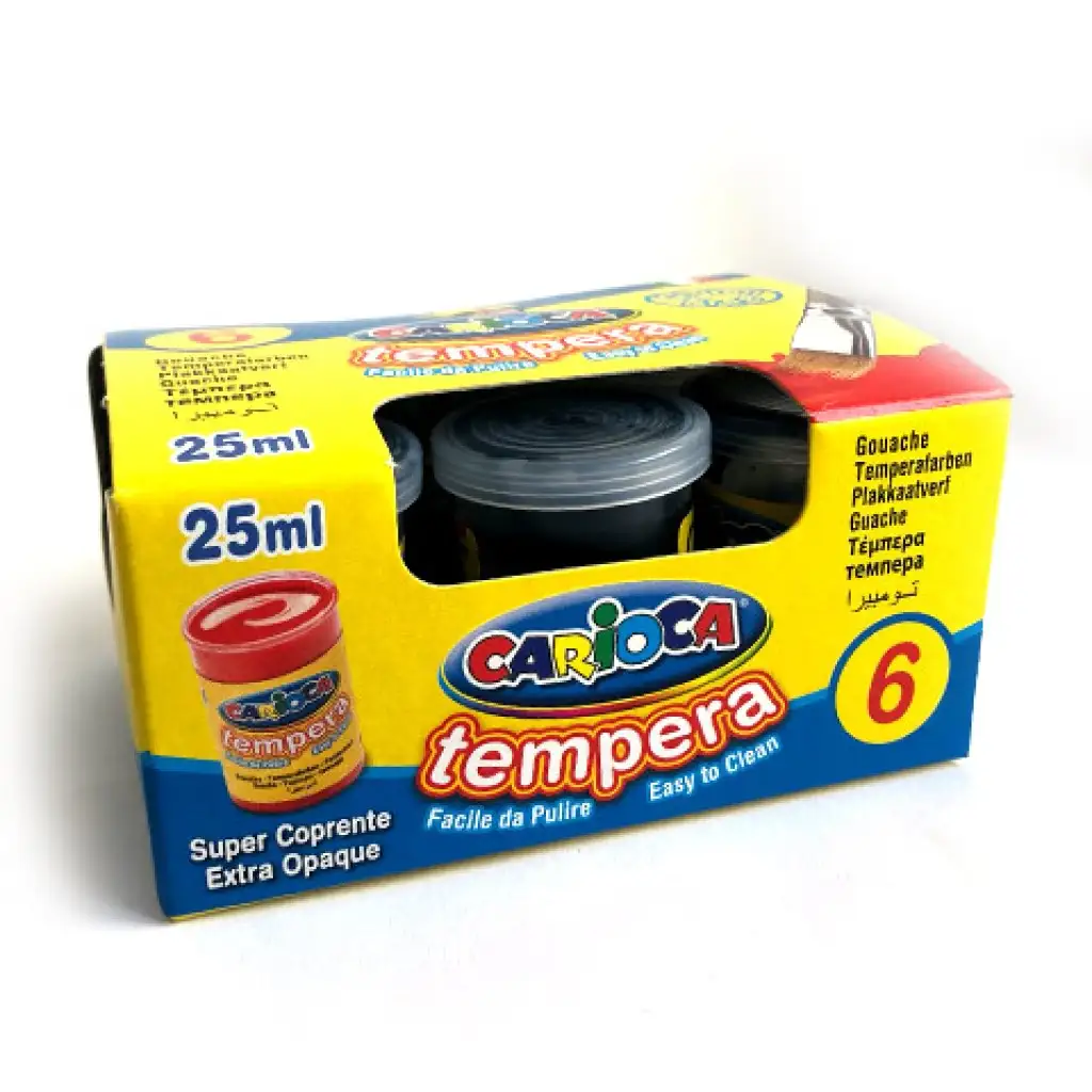 Schwarze Temperafarbe im Tiegel 6x35 g - Carioca kép 2