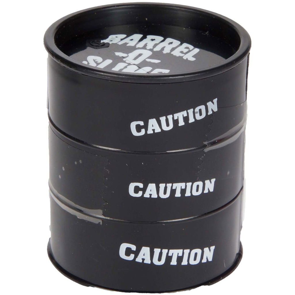 Schwarzer Slime in einem Mini-Ölfass