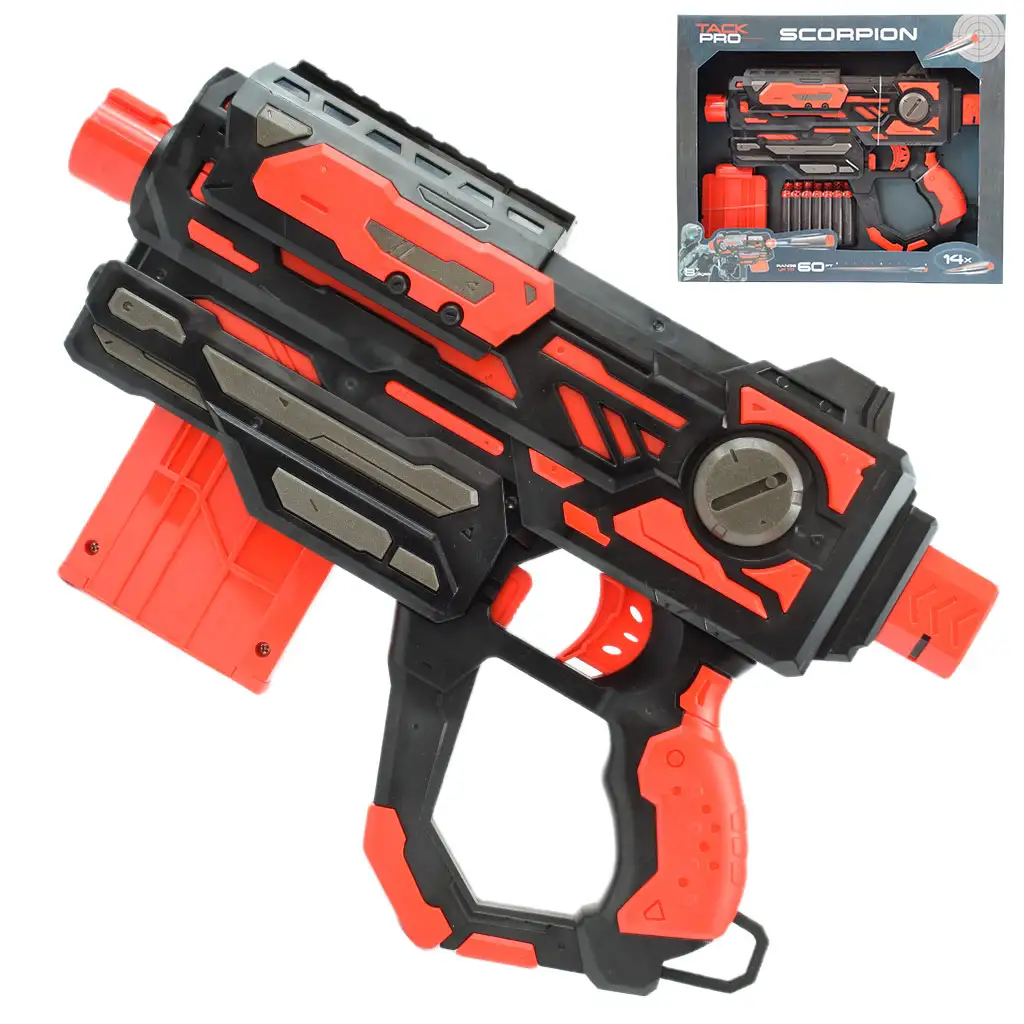 Scorpion Tack Pro: Schaumstoffpistole mit Munition und Magazin, 18 Meter Schussweite