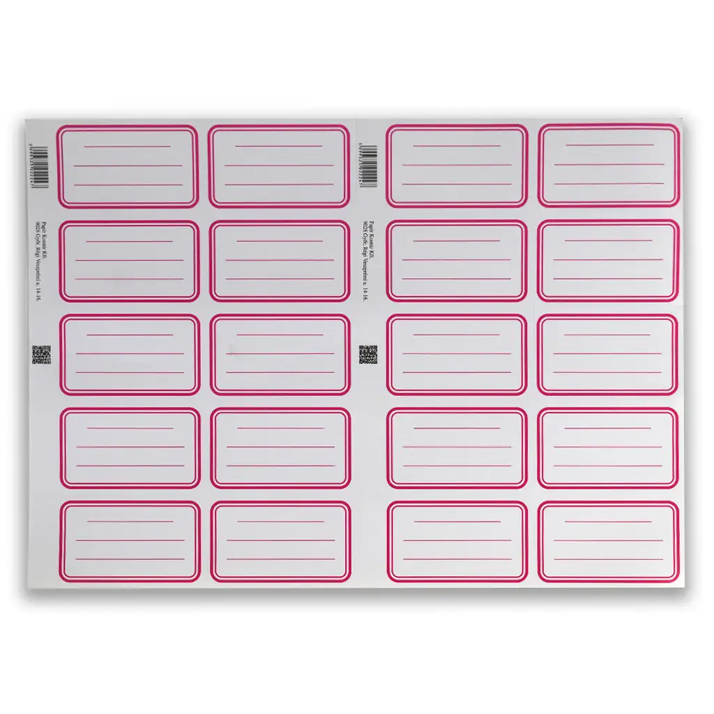 Set mit 20 roten Heftetiketten