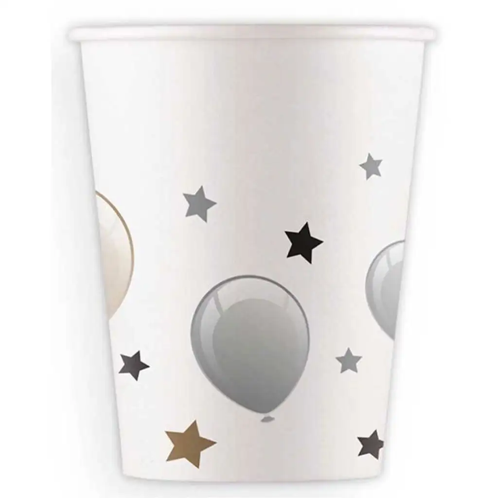 Silberfarbener 8-teiliges Pappbecher-Set 200ml