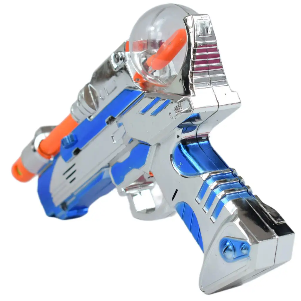 Space Warrior: Elektrische, chromfarbene Weltraumwaffe mit Licht und Ton, 24 cm kép 4