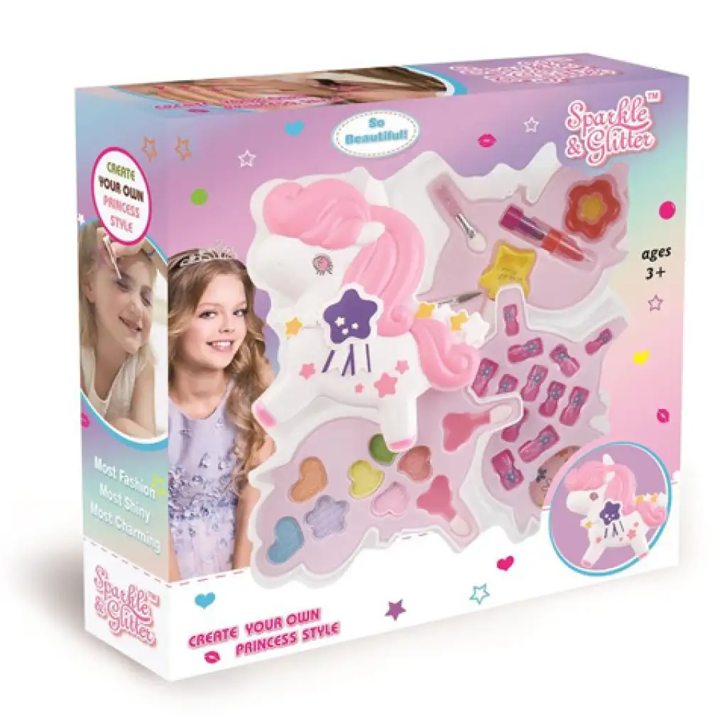 Sparkle & Glitter Pony-förmige mehrstöckige Schminkpaletten-Spielset
