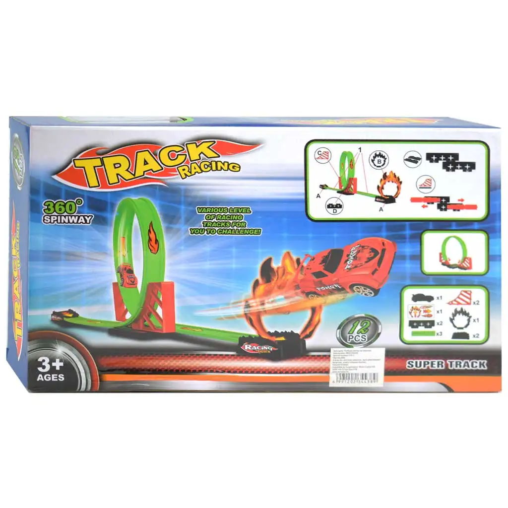 Speed Track 12-teiliges Rennstreckenset mit 360°-Looping und Rückziehauto 1/64 kép 3