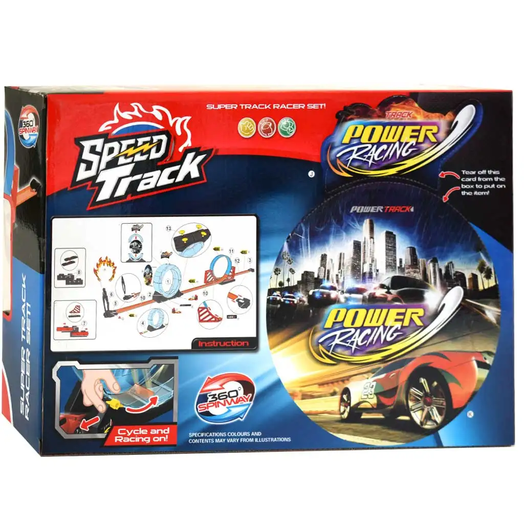 Speed Track 20-teiliges Rennstreckenset mit Looping und Rückziehauto 1/64 kép 2