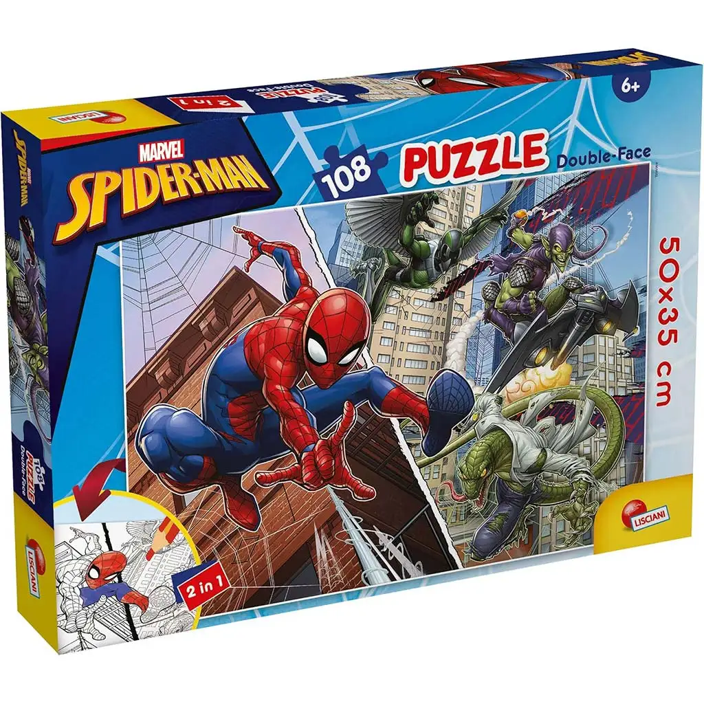 Spider-Man 2-in-1 108-teiliges Puzzle und Malbuch 50x35cm – Lisciani