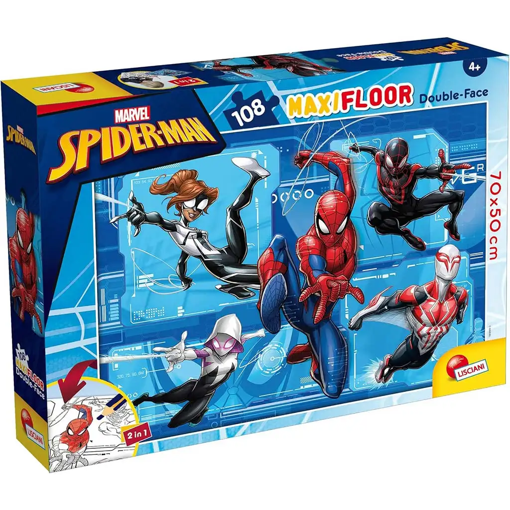 Spider-Man 2-in-1 Maxi 108-teiliges Puzzle und Malset 70x50cm – Lisciani