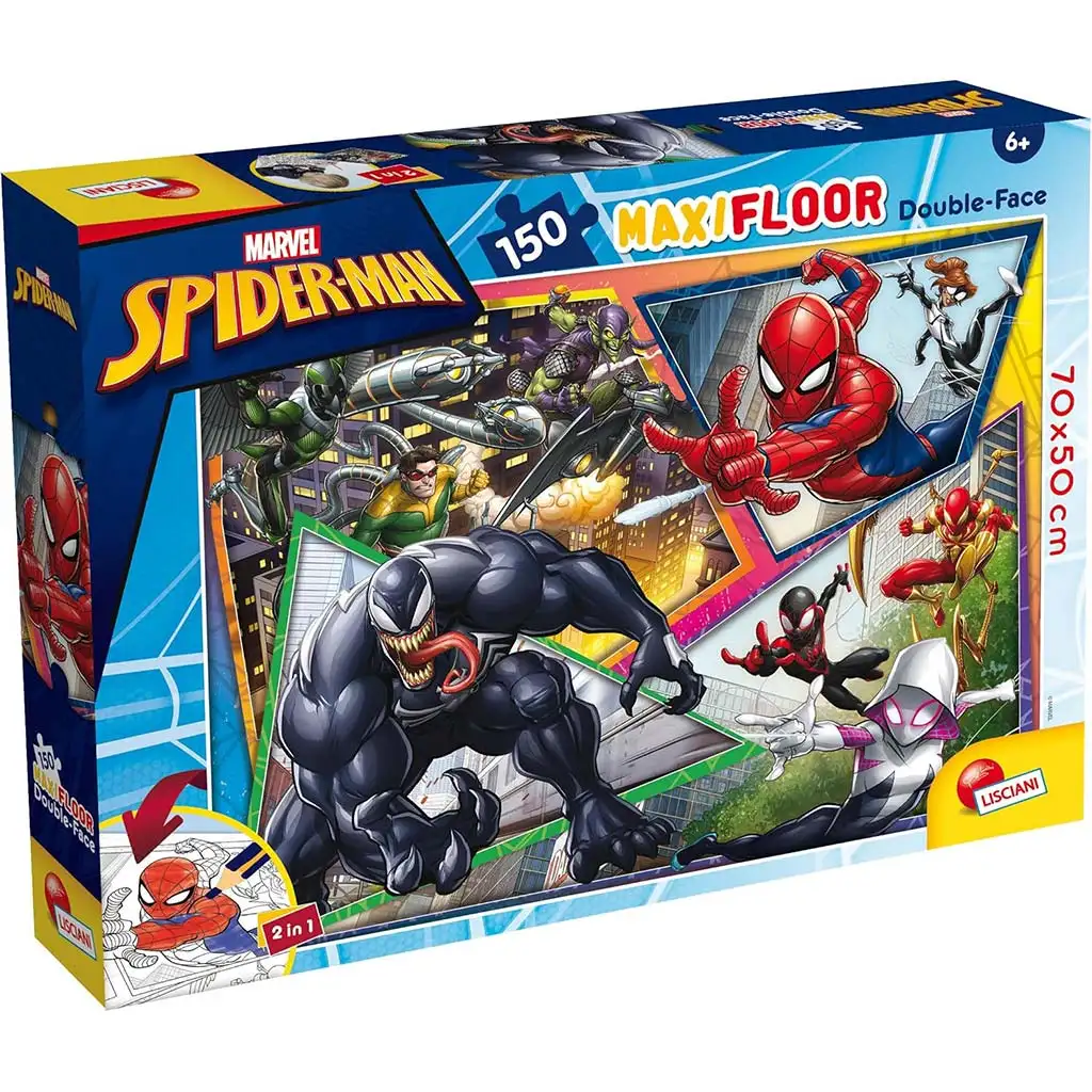 Spider-Man 2-in-1 Maxi 150-teiliges Puzzle und Malset 70x50cm – Lisciani