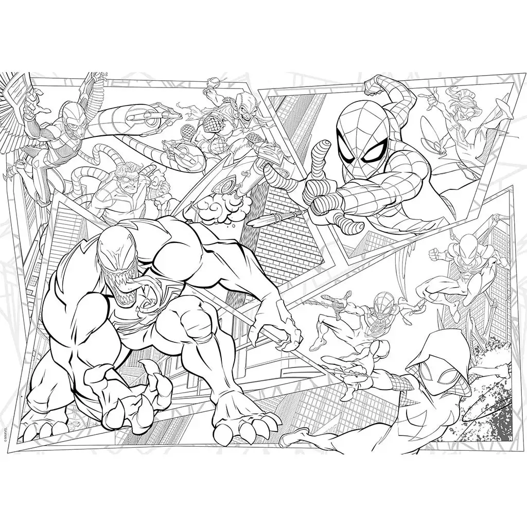 Spider-Man 2-in-1 Maxi 150-teiliges Puzzle und Malset 70x50cm – Lisciani kép 2