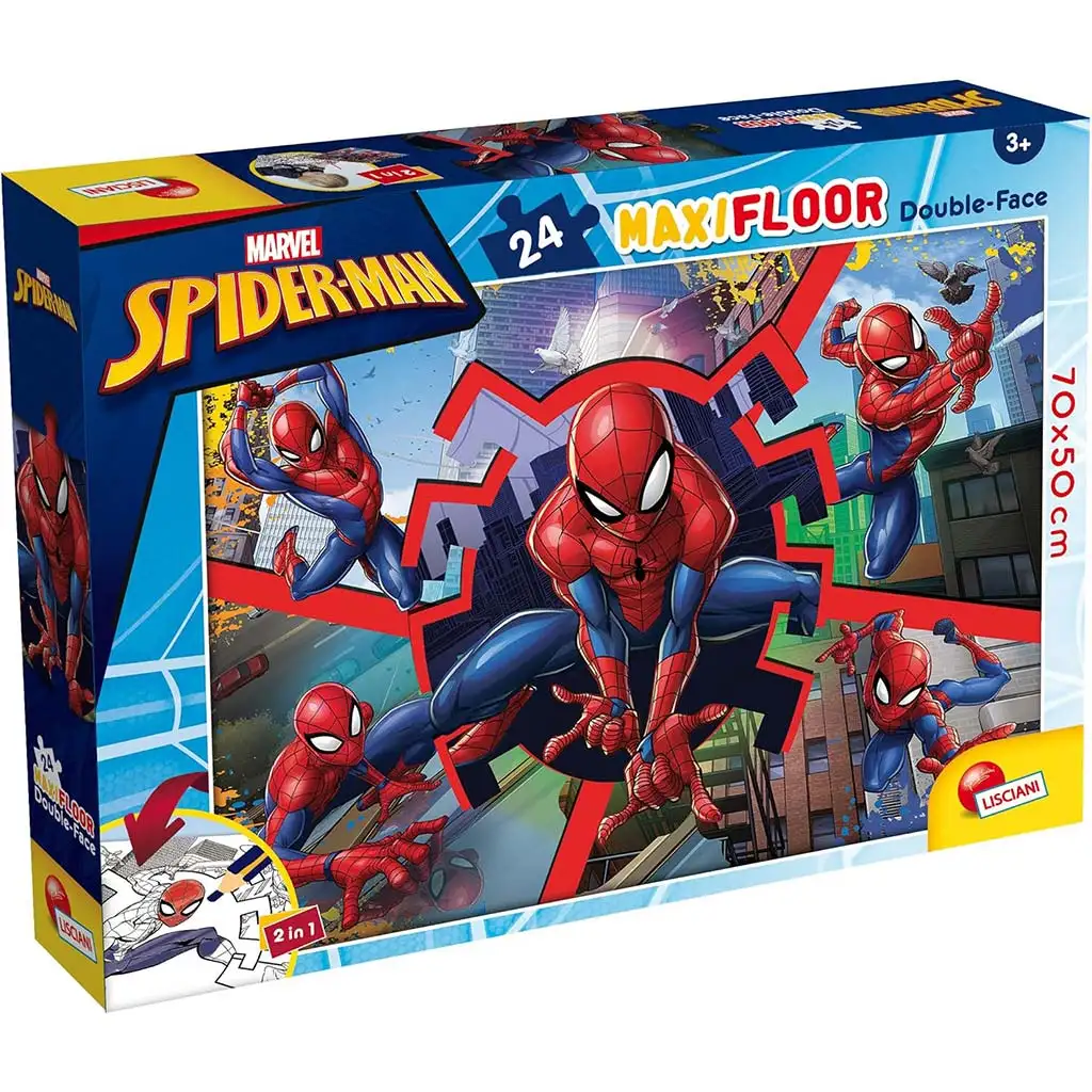 Spider-Man 2-in-1 Maxi 24-teiliges Puzzle und Malset 70x50cm - Lisciani
