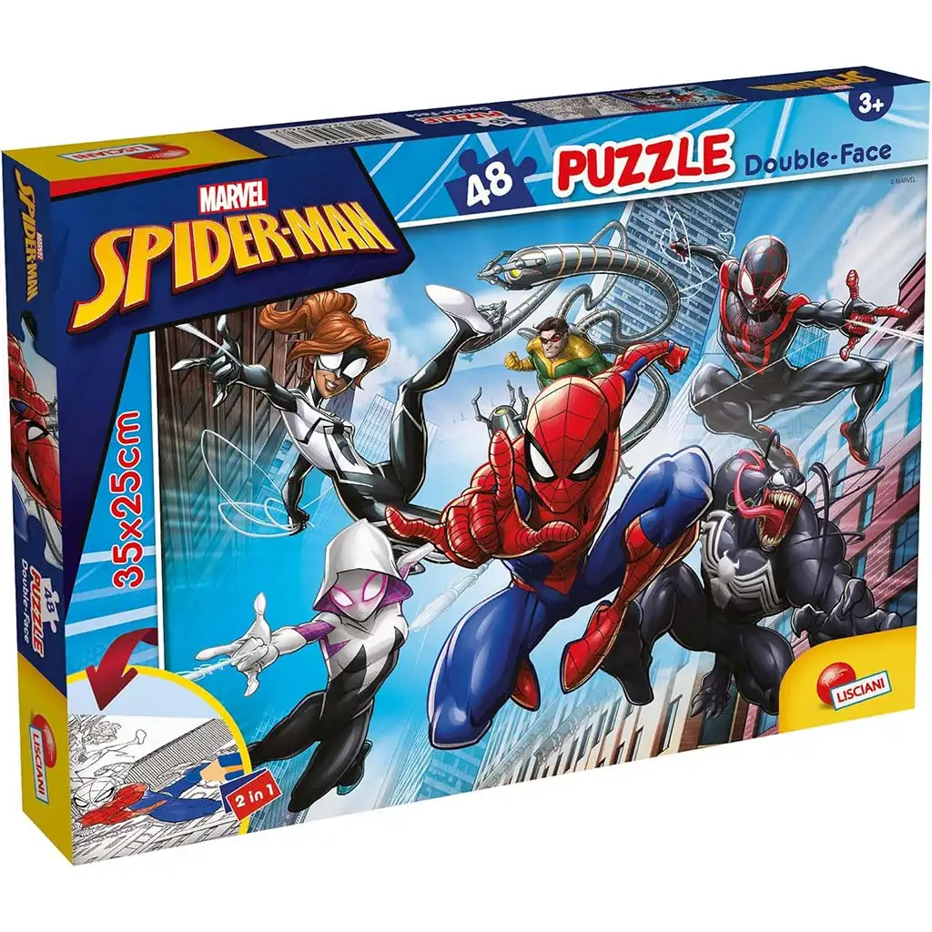 Spider-Man 2-in-1 Puzzle und Malbuch, 48 Teile, 35x25 cm – Lisciani