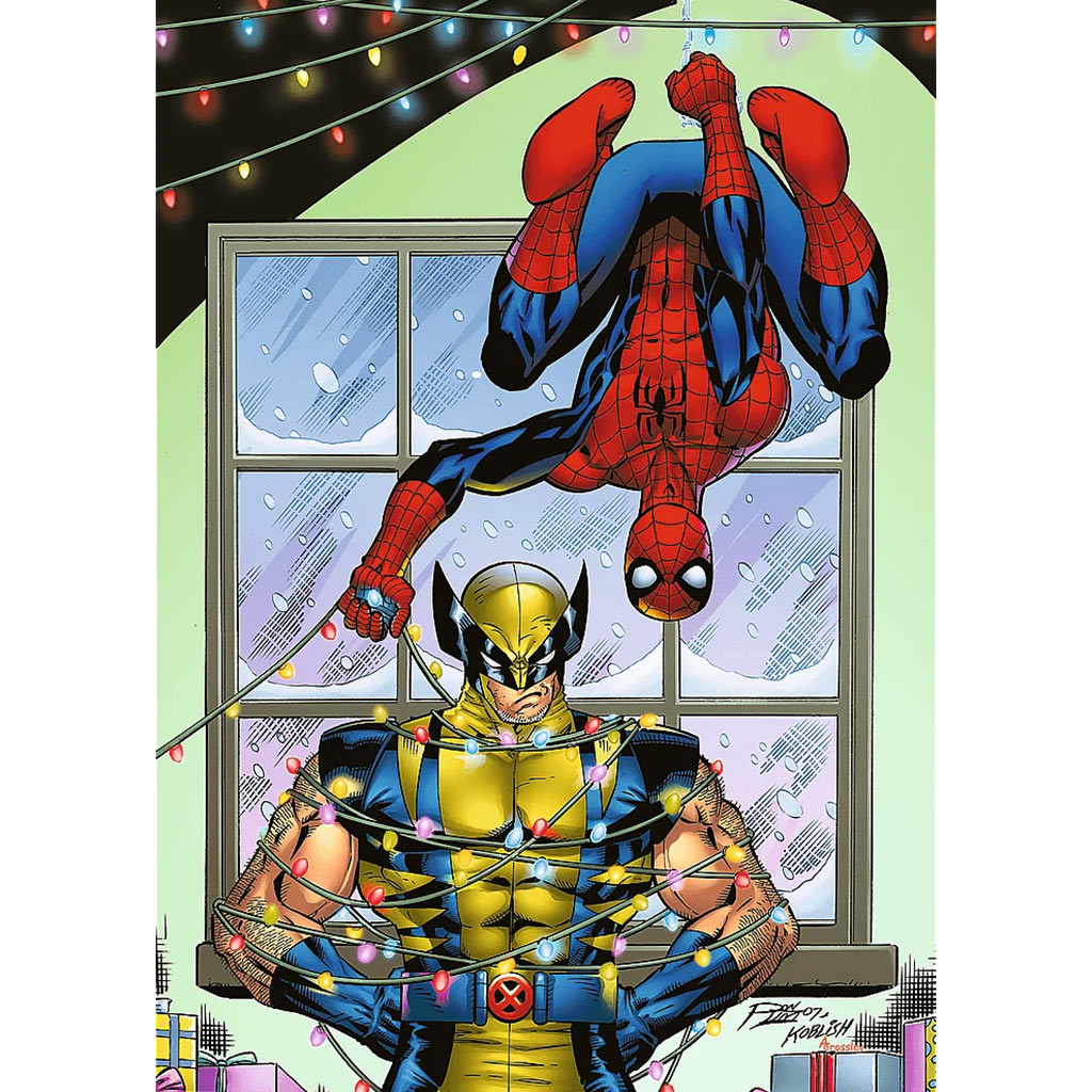 Spider-Man und Wolverine Weihnachten 1000-teiliges Premium Plus Quality Puzzle – Trefl kép 2
