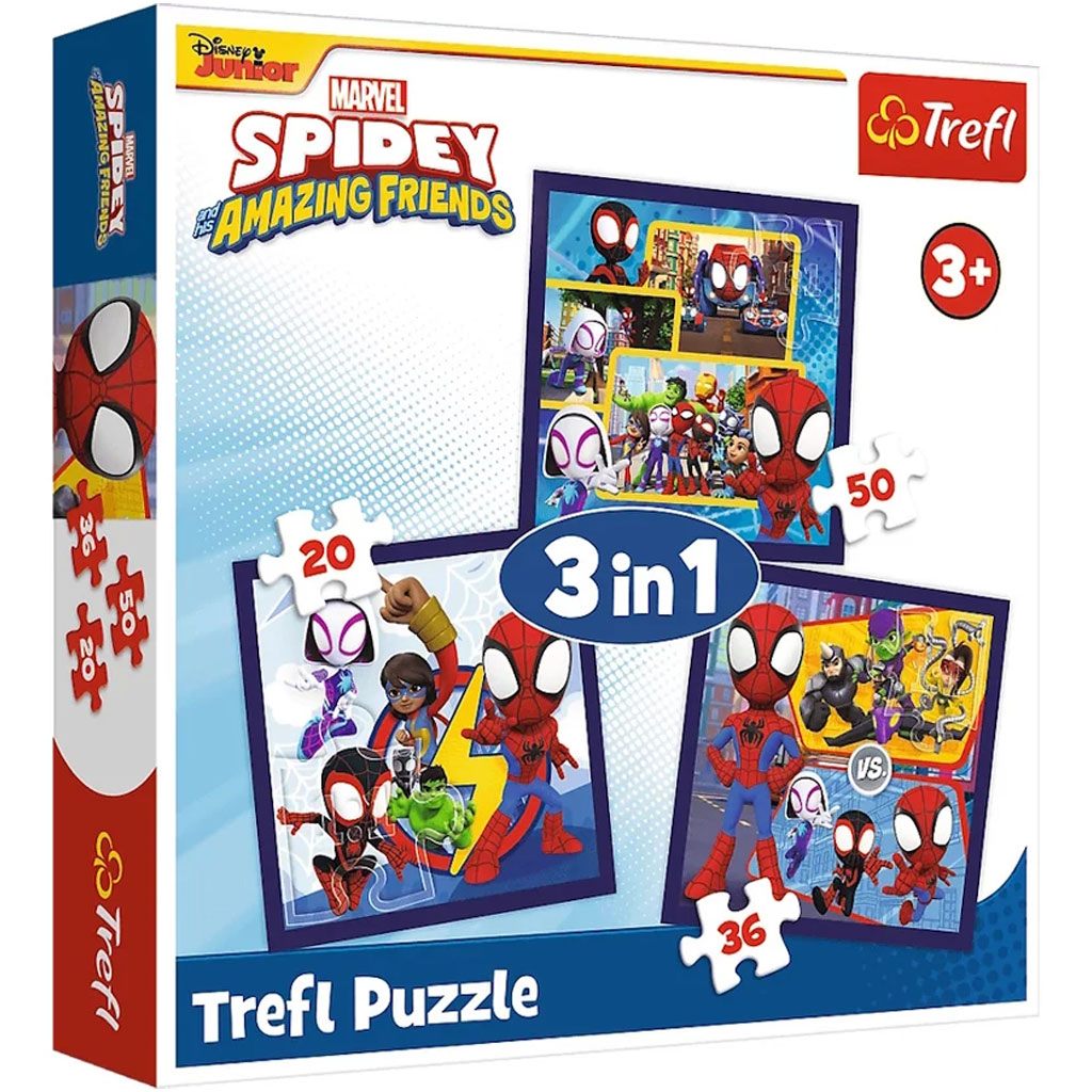 Spidey und seine Freunde 3-in-1 Puzzle mit 20, 36 und 50 Teilen – Trefl