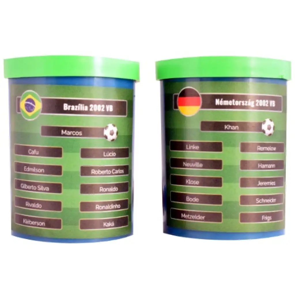 Spiel das Finale der Fußball-Weltmeisterschaft 2002 noch einmal! Brasilien-Deutschland Tischfußball-Set mit Geschenkteam.