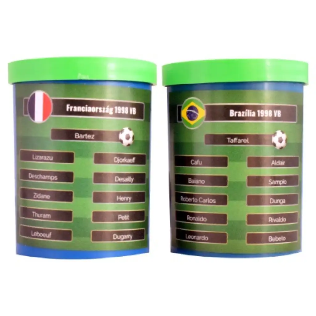 Spiele das Finale der Fußball-WM 1998 nach! Frankreich-Brasilien Tischfußball-Set mit Geschenkteam.