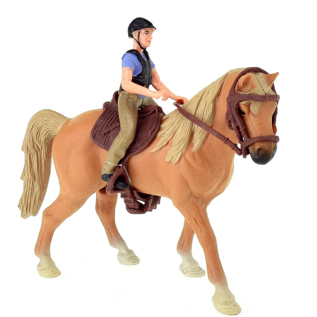 Spielset mit braunem Pferd und Reiter kép 3
