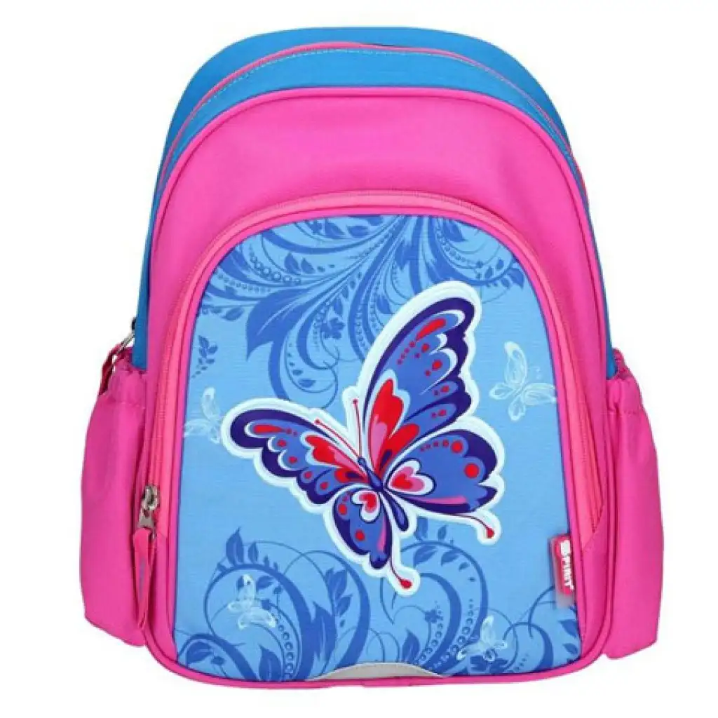 Spirit: Abgerundeter Schulranzen mit Schmetterlingen, Rucksack 24x13x31cm