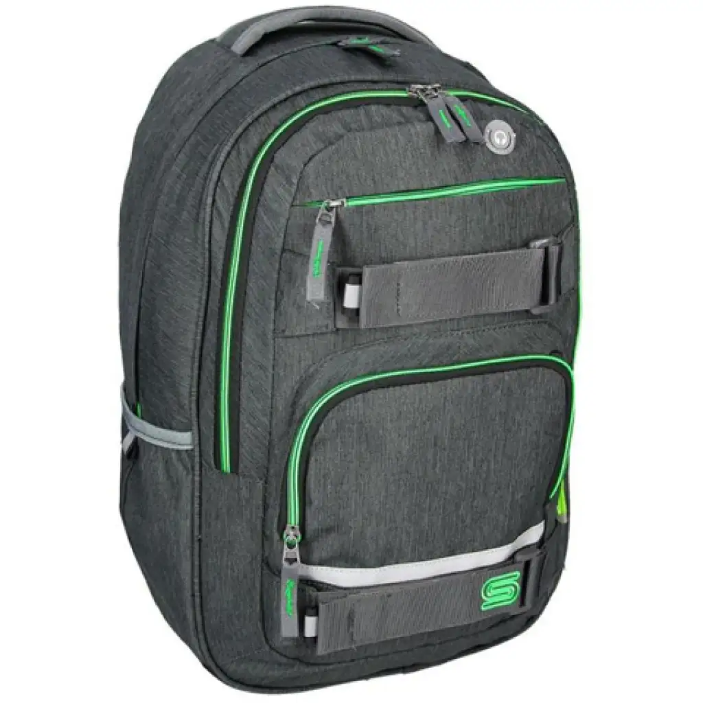 Spirit: Campus grauer und grüner abgerundeter Schulranzen, Rucksack 46x33x22cm