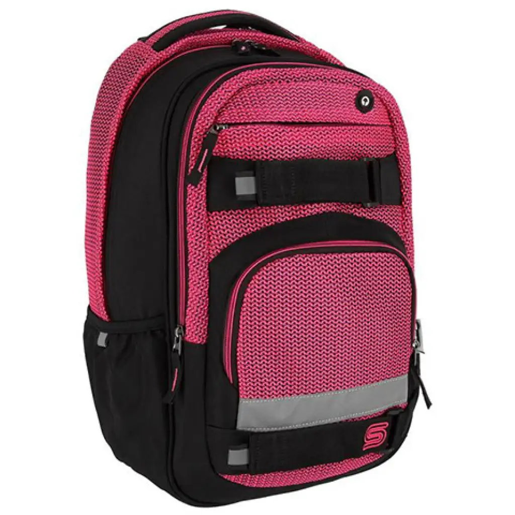 Spirit: Campus schwarzer und pinker abgerundeter Schulranzen, Rucksack 46x33x22cm