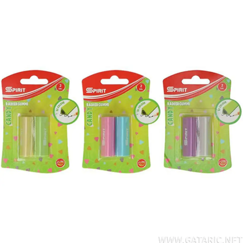 Spirit: Candy dreieckiger Radiergummi in verschiedenen Farben, 2er-Set