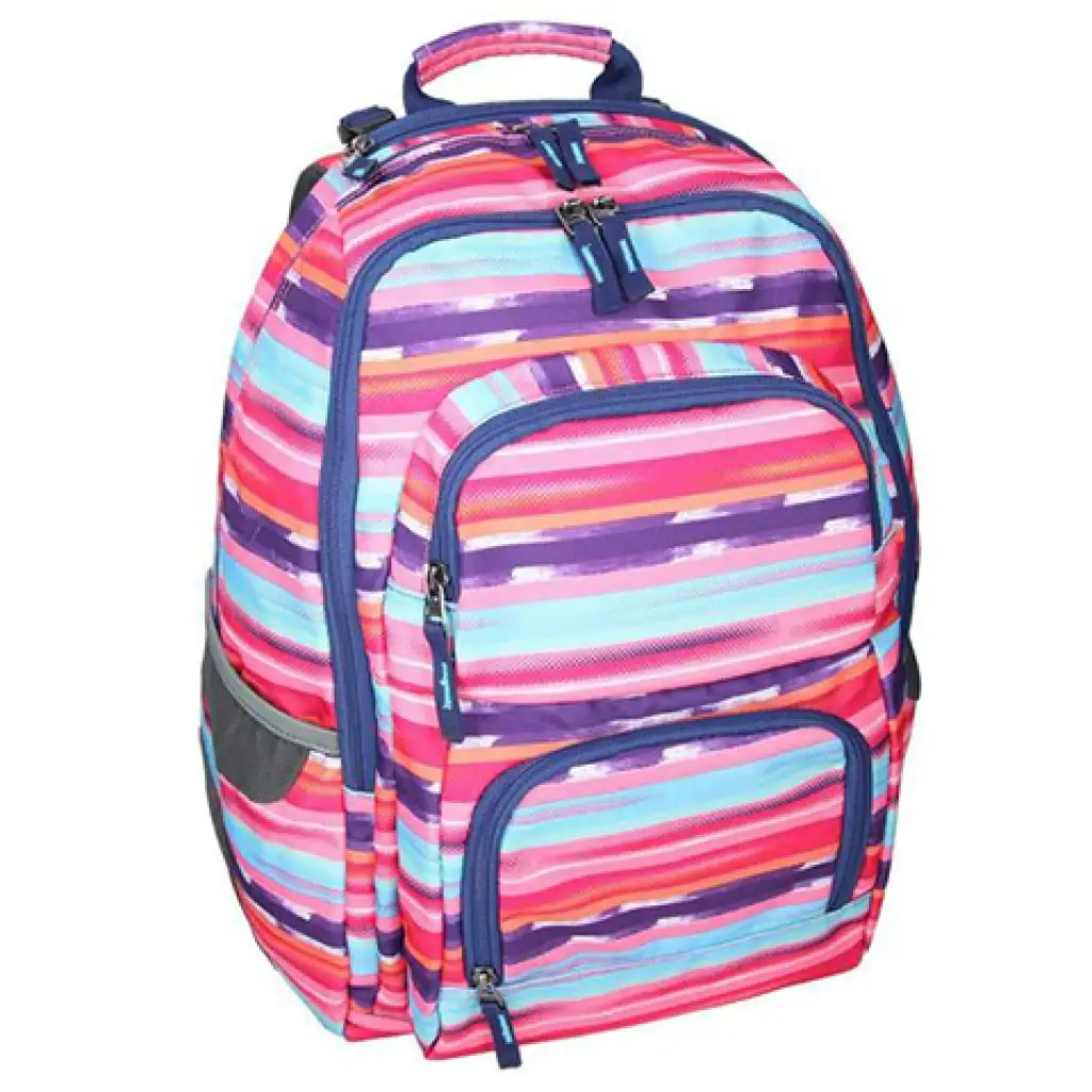 Spirit: E-Bag bunter gestreifter abgerundeter Schulranzen, Rucksack 46x34x22cm