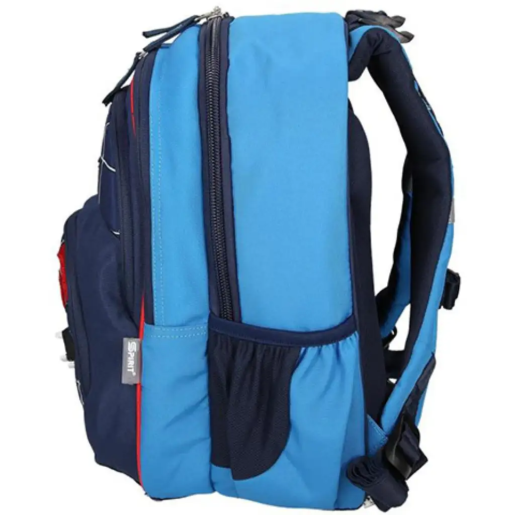 Spirit: Ergonomischer Schulranzen mit vier Fächern in Blau mit Fußballmuster kép 4