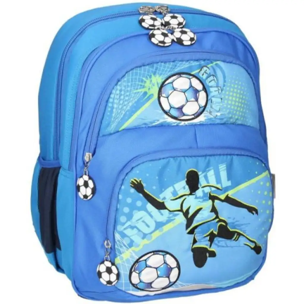 Spirit: Ergonomischer Schulrucksack in Blau mit Fußballmotiv kép 2