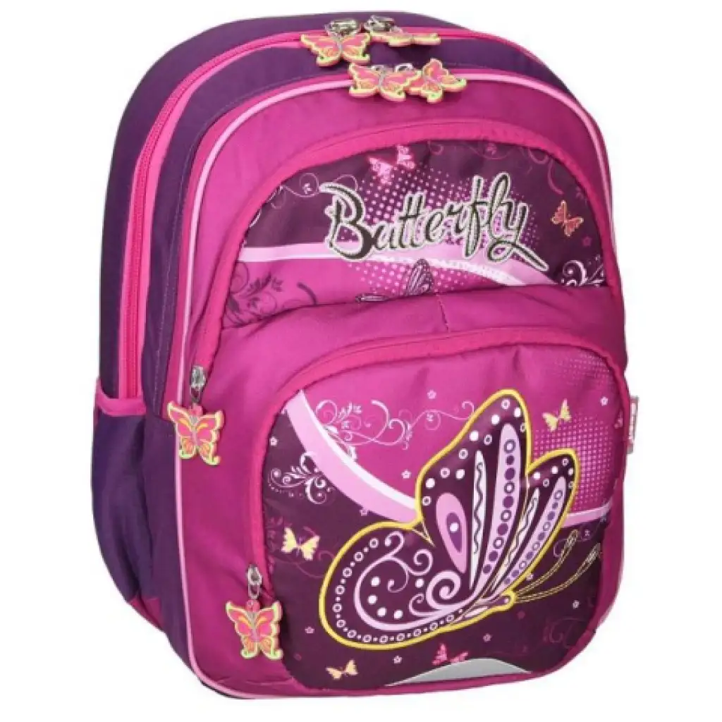 Spirit: Ergonomischer Schulrucksack in lila-pink mit Schmetterlingen kép 3