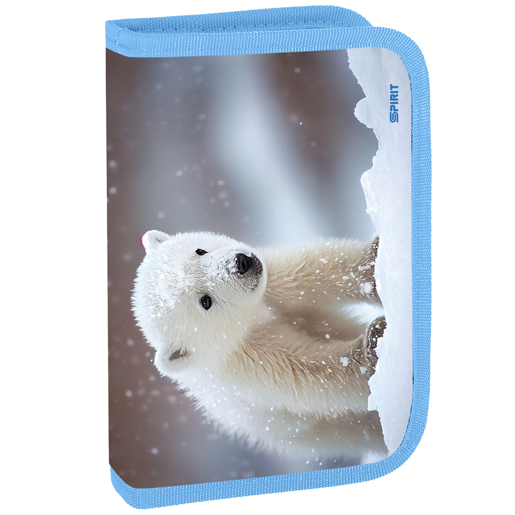 Spirit: Federmäppchen mit Eisbärenmuster, 50-teiliges, ausklappbares Etui