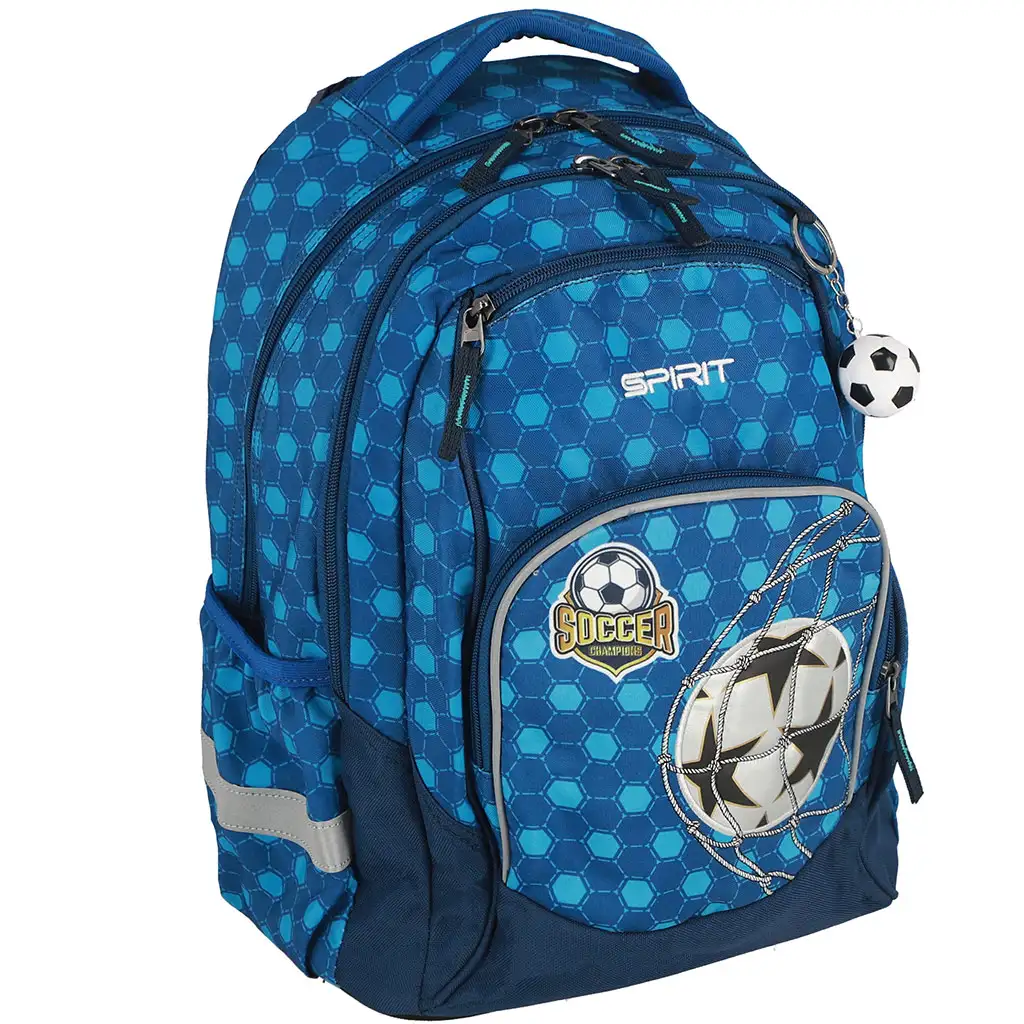 Spirit: Fußball-Champion 3D-Muster abgerundeter Schulranzen, Rucksack 34x26x44cm