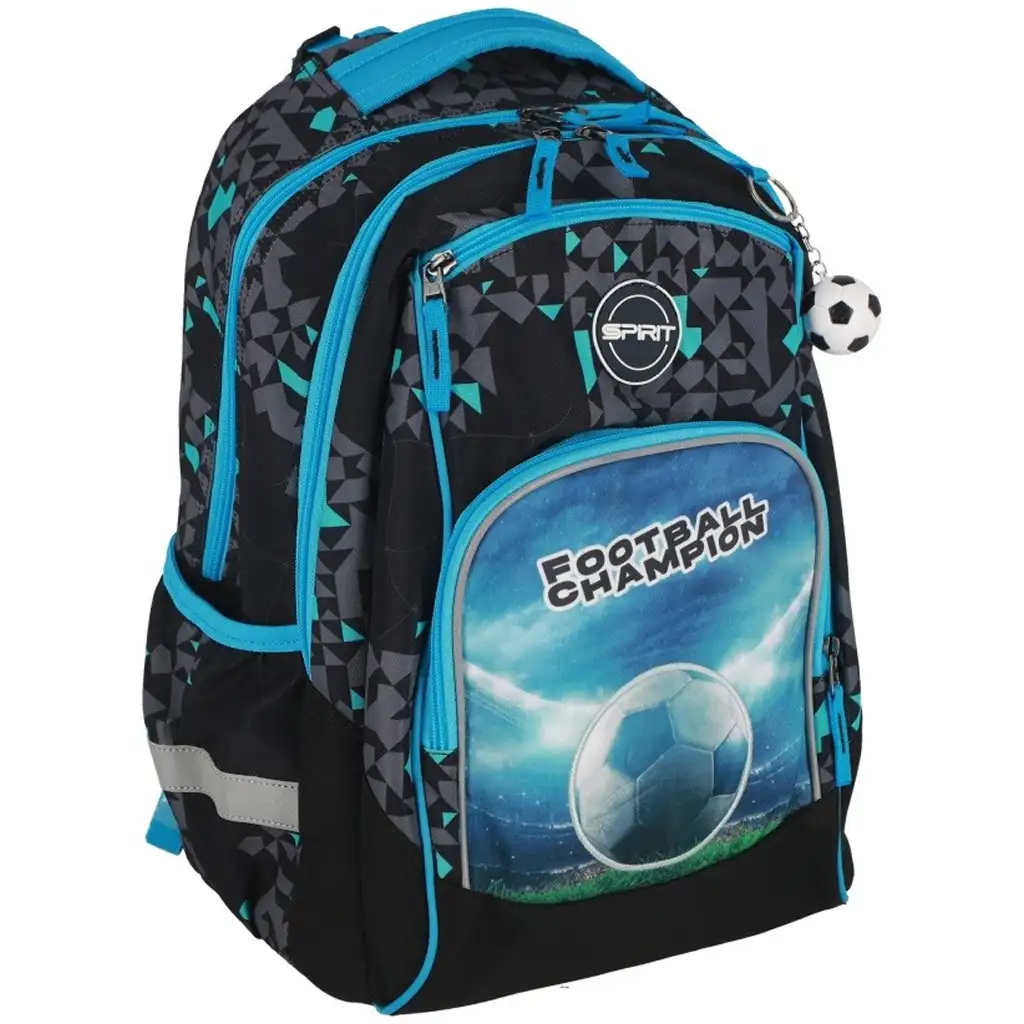 Spirit: Fußball Champion 3D gemusterter, abgerundeter Schulranzen, Rucksack 34x26x44cm