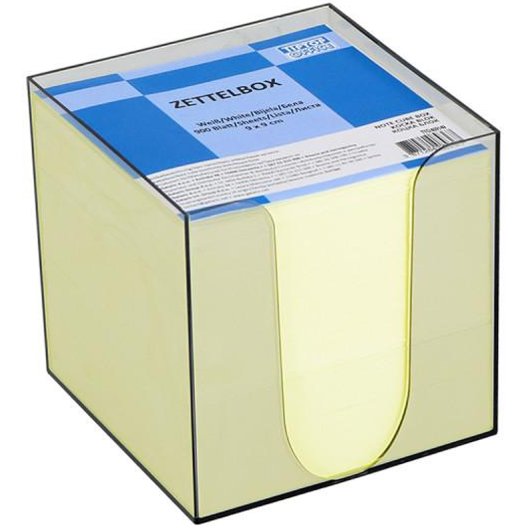 Spirit: Gelber Notizblock in einem transparenten Behälter, 900 Blatt, 9x9x9 cm kép 1