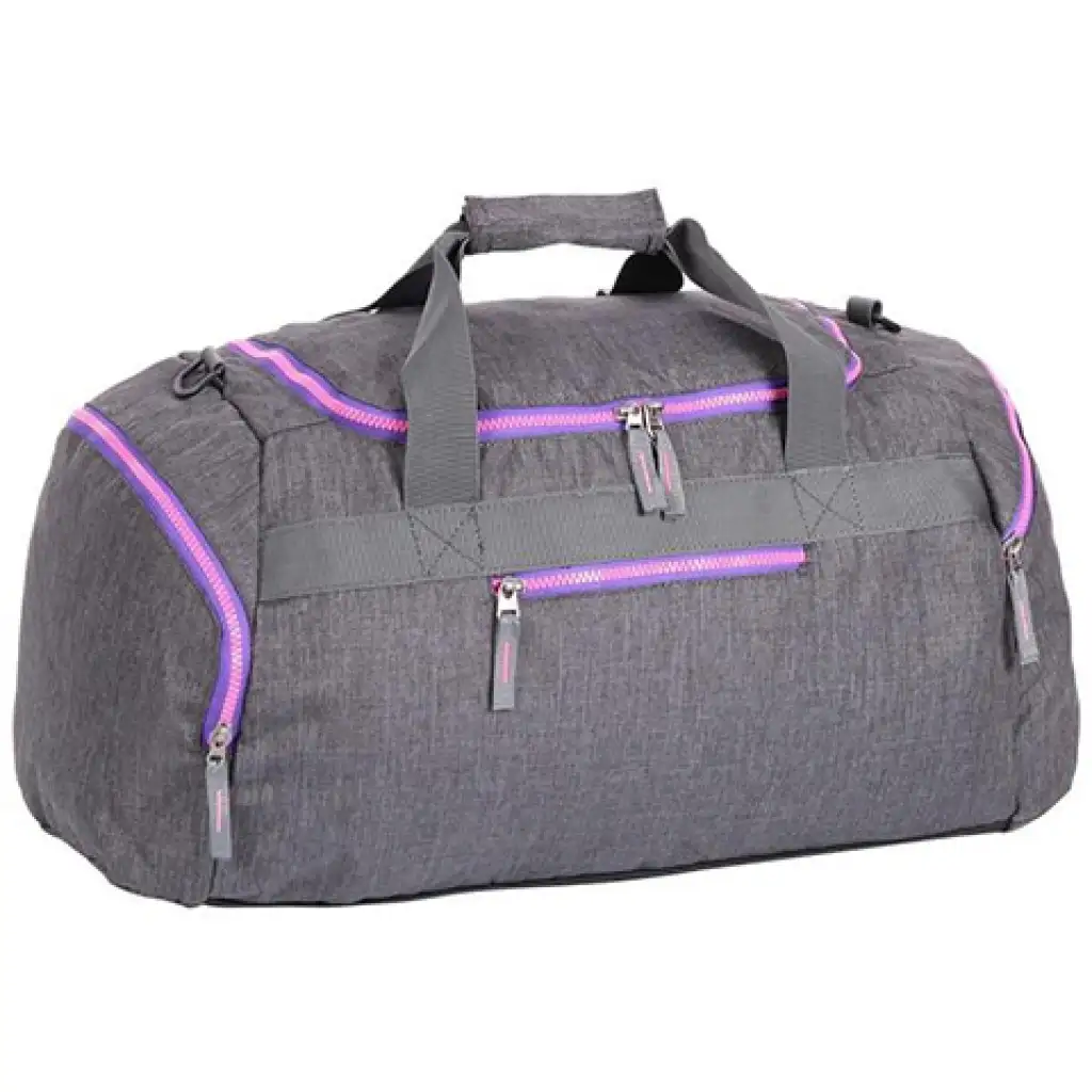Spirit: Graue Sporttasche mit neonpinken Reißverschluss 55x31x41cm