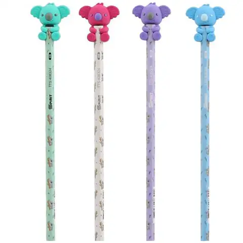 Spirit: HB Graphitstift mit Koala-Radiergummi in verschiedenen Farben