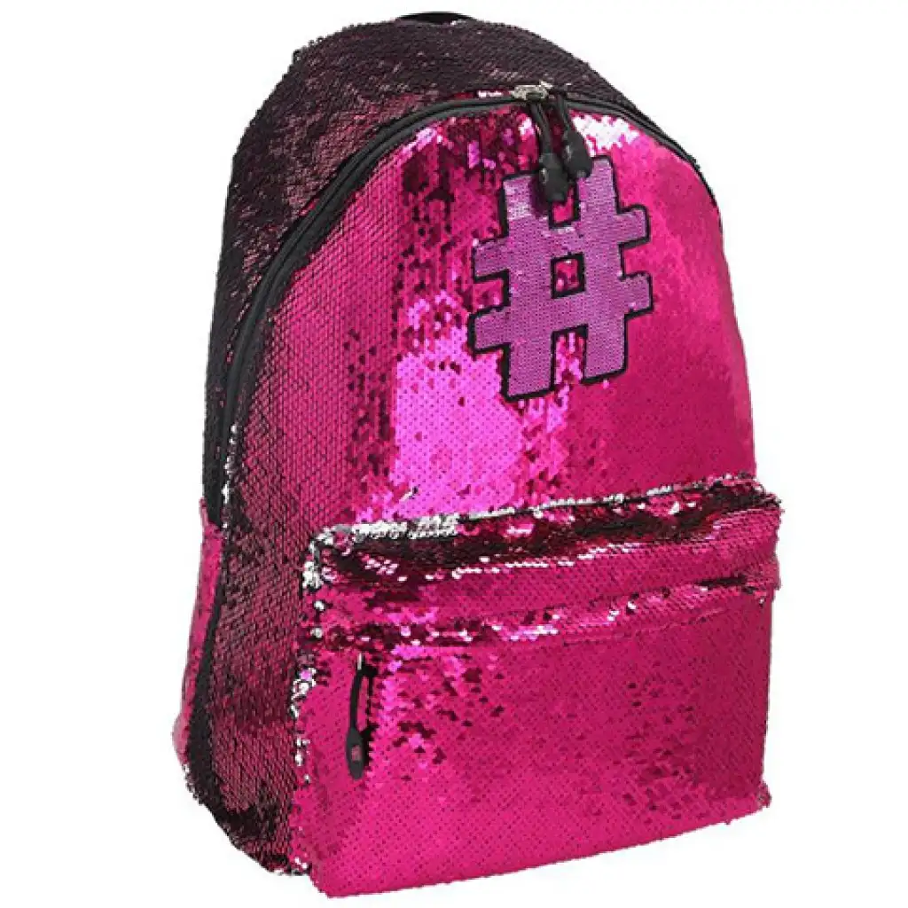 Spirit: Hashtag Pink glitzernder Schulranzen, Rucksack in Rosa 41x32x21cm