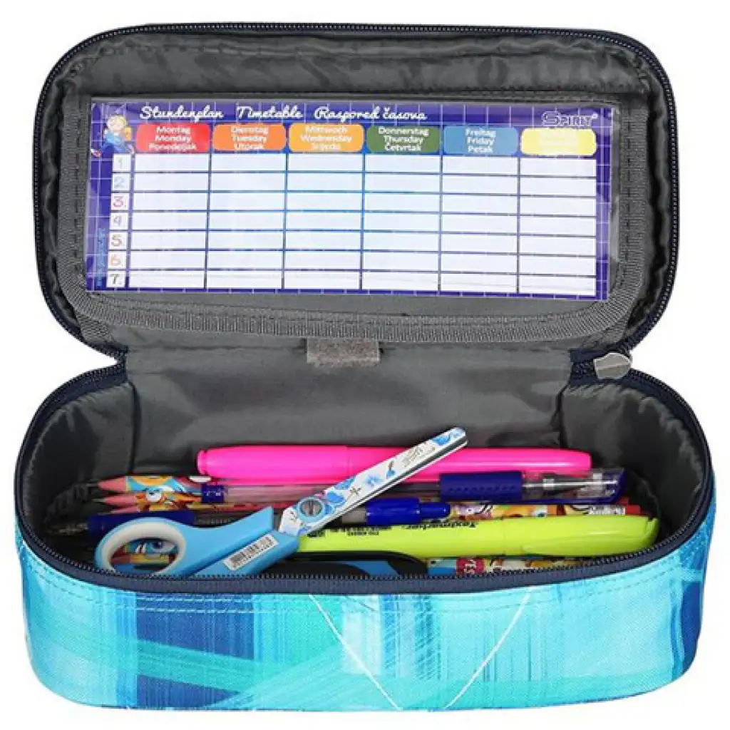 Spirit: Hellblau gemustertes ovales Federmäppchen 23x10cm kép 2