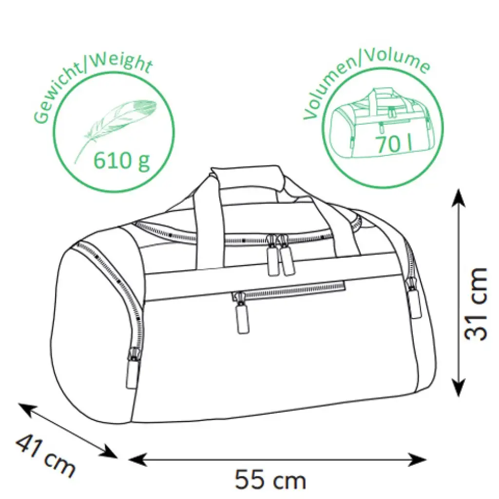 Spirit: Hellgraue Sporttasche mit neongrünem Reißverschluss 55x31x41cm kép 2