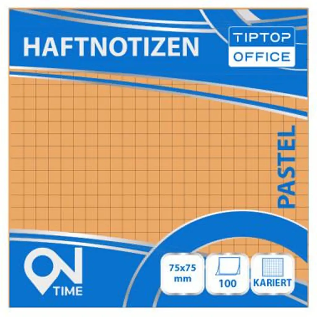 Spirit: Kariertes pastell-oranges 100-Blatt-Haftnotizblock 75x75mm