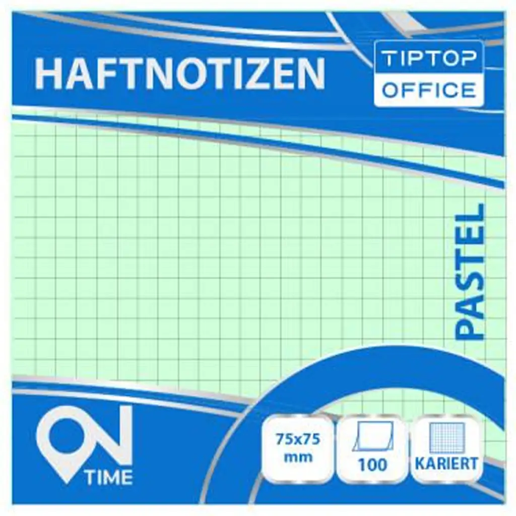 Spirit: Kariertes pastellgrünes 100-Blatt selbstklebendes Notizblock 75x75mm