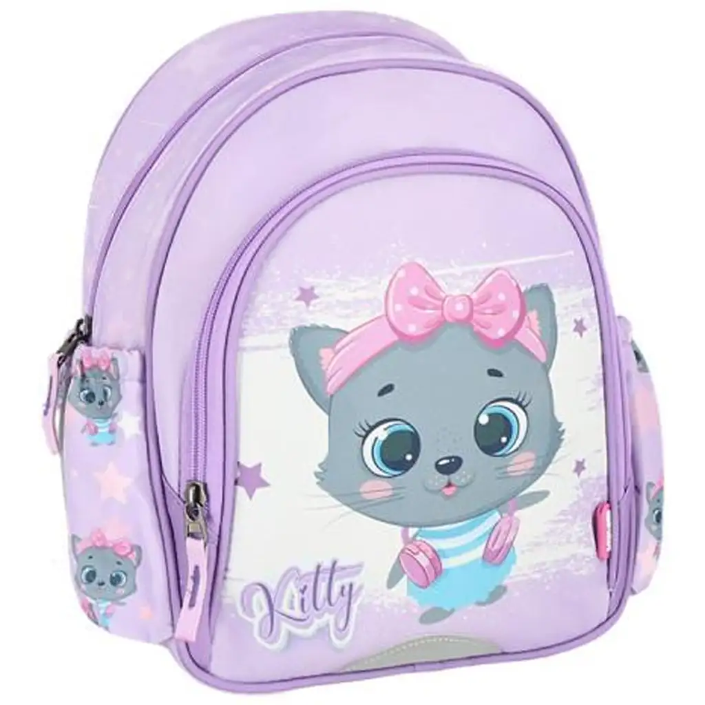 Spirit: Kitty graue Katzen abgerundeter Schulranzen, Rucksack 31x13x24cm