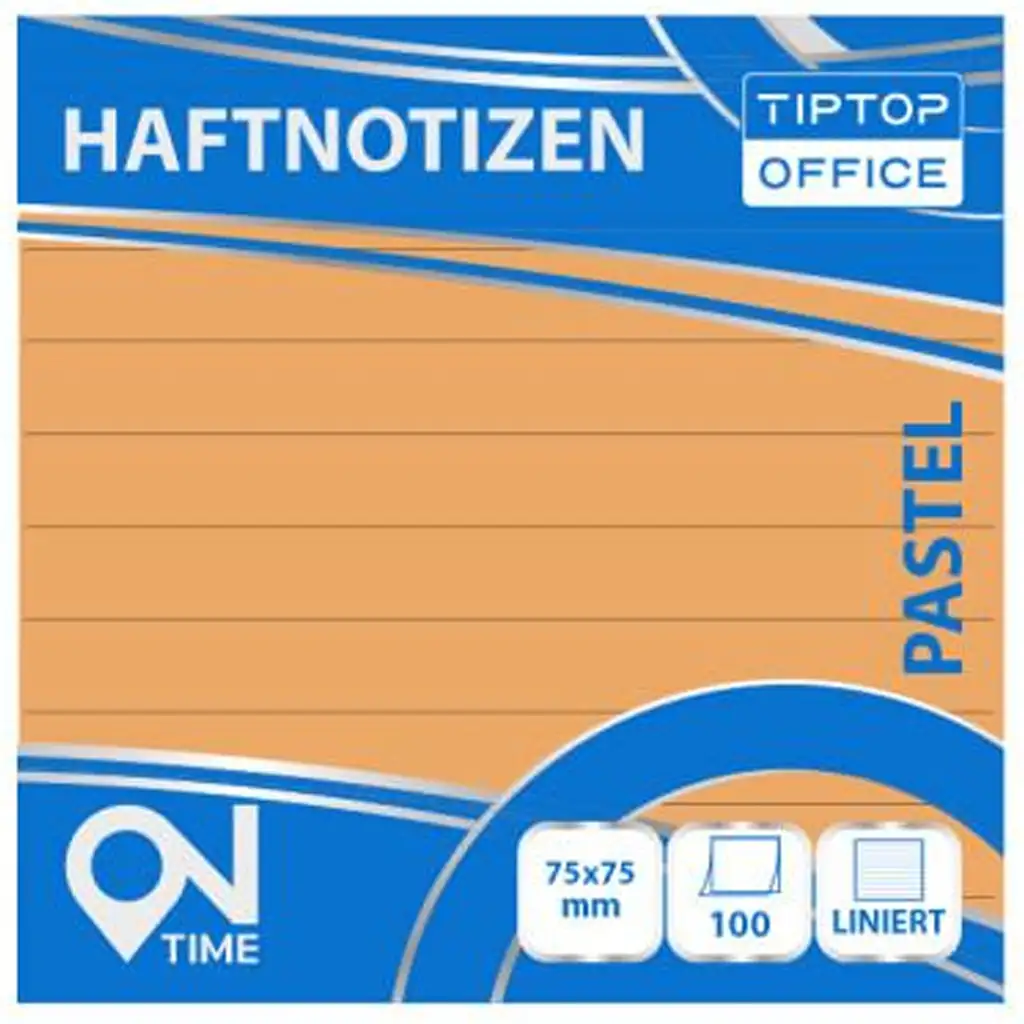 Spirit: Liniertes Pastell-Orange 100-Blatt Haftnotizblock 75x75mm