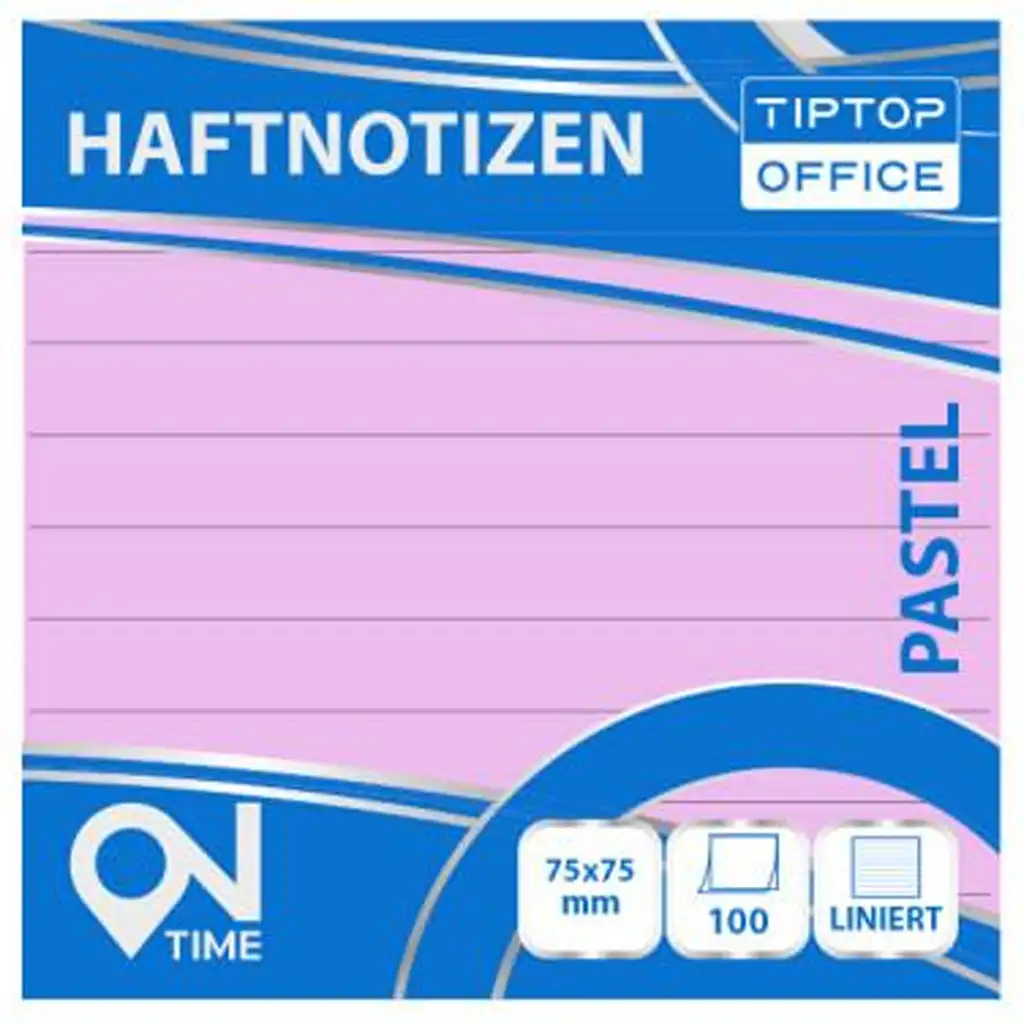 Spirit: Liniertes pastellrosa 100-Blatt selbstklebendes Notizblock 75x75mm