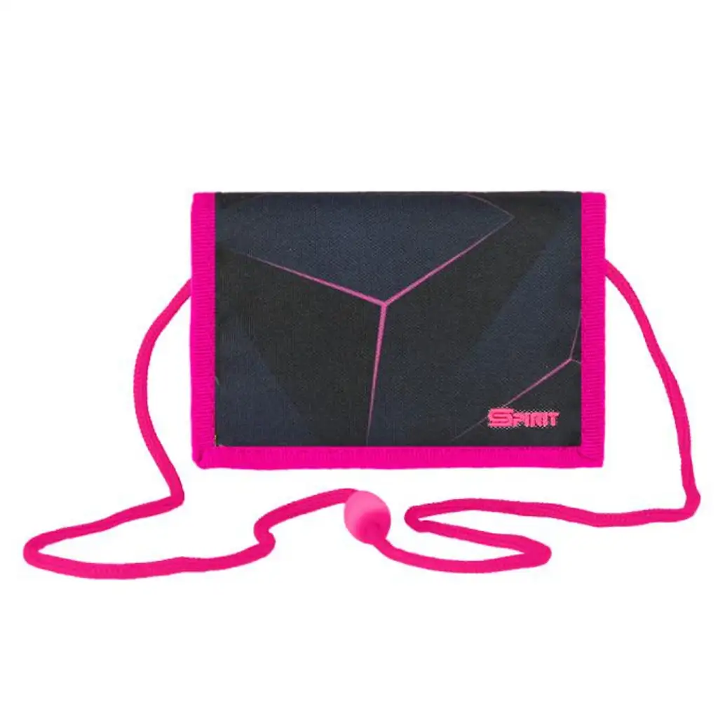 Spirit: Neutrale dunkelblau-rosa Mädchen-Klettverschluss-Geldbörse 12,5x8,5cm