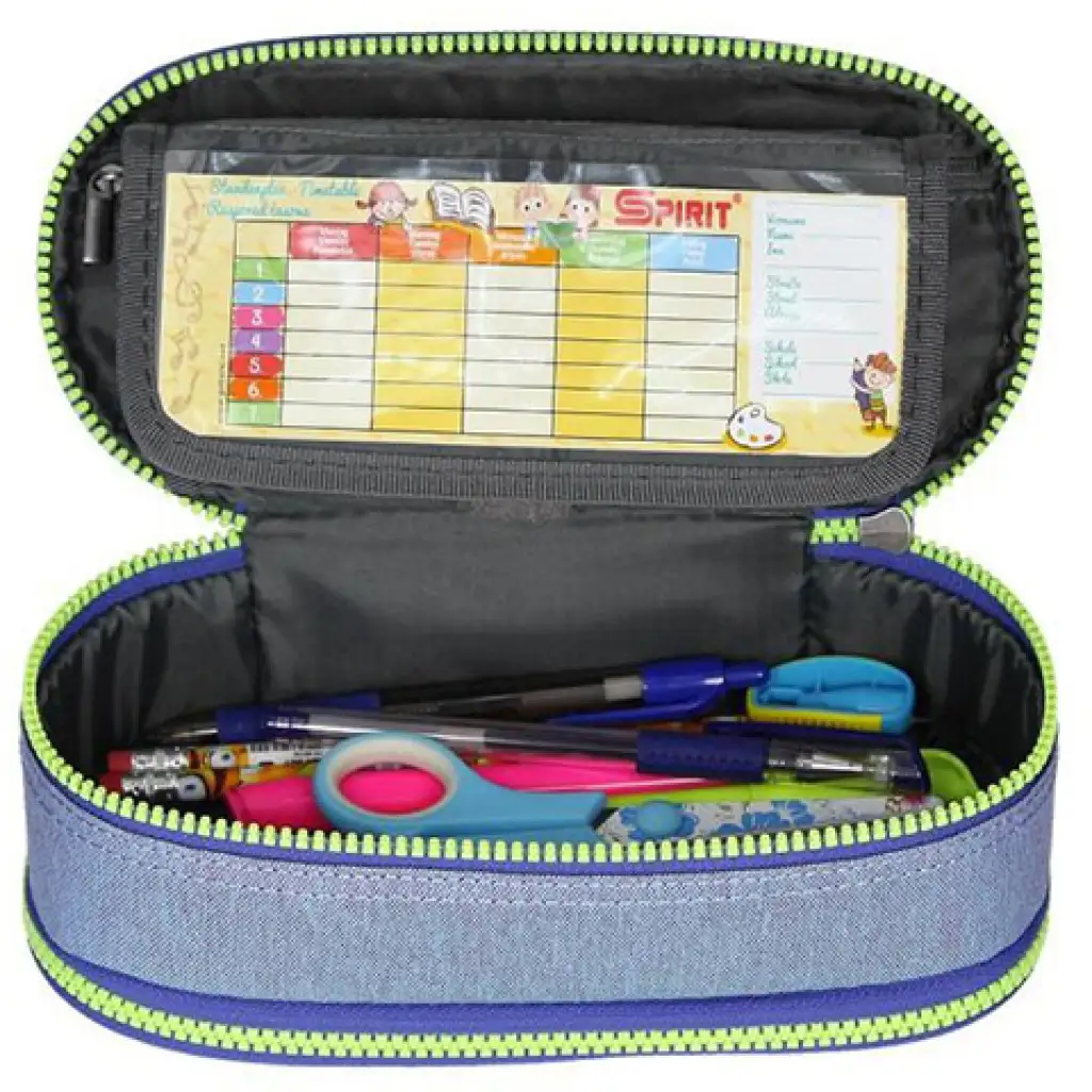 Spirit: Ovale, doppelstöckige Federtasche in Jeansblau 23x10cm kép 3