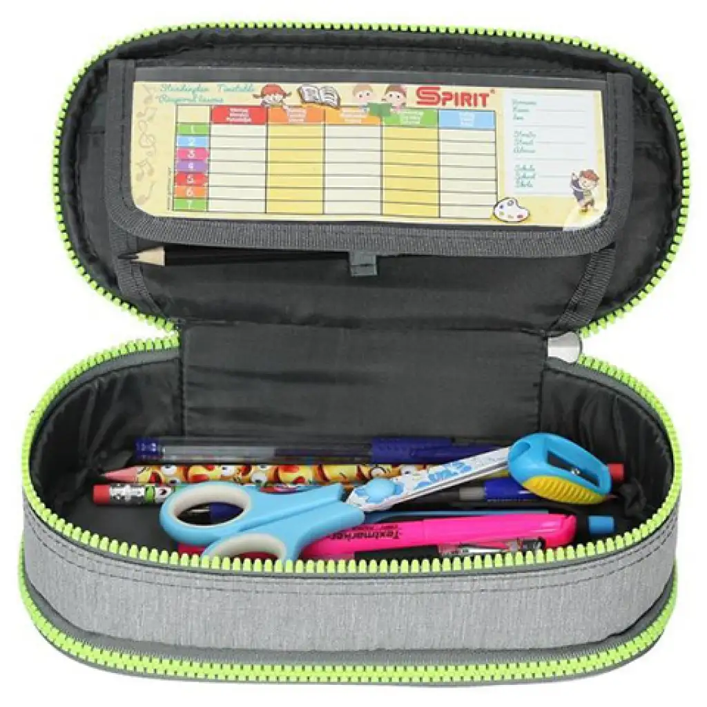 Spirit: Ovales, doppelstöckiges Federmäppchen in hellem Grau, 23x10cm kép 2