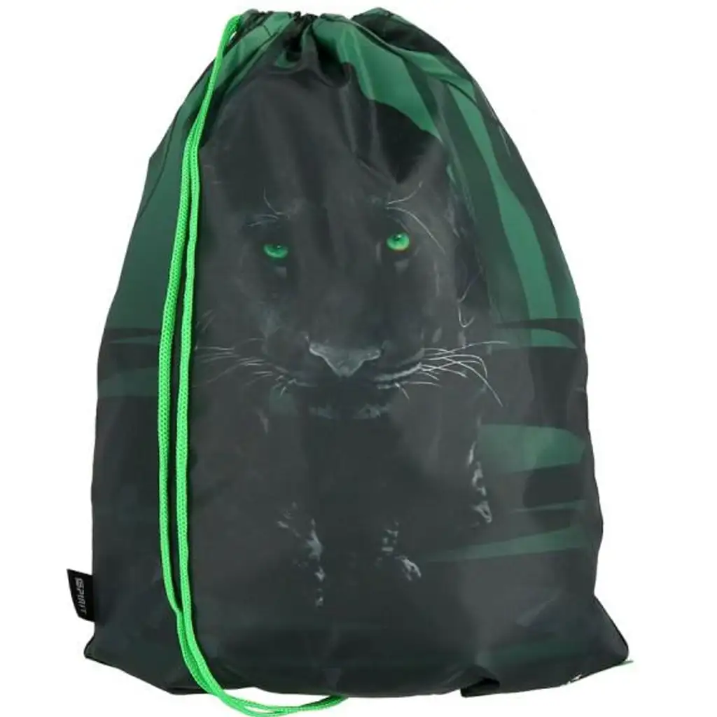 Spirit: Panther schwarzer Panther gemusterter Turnbeutel, Sportbeutel 33x47cm