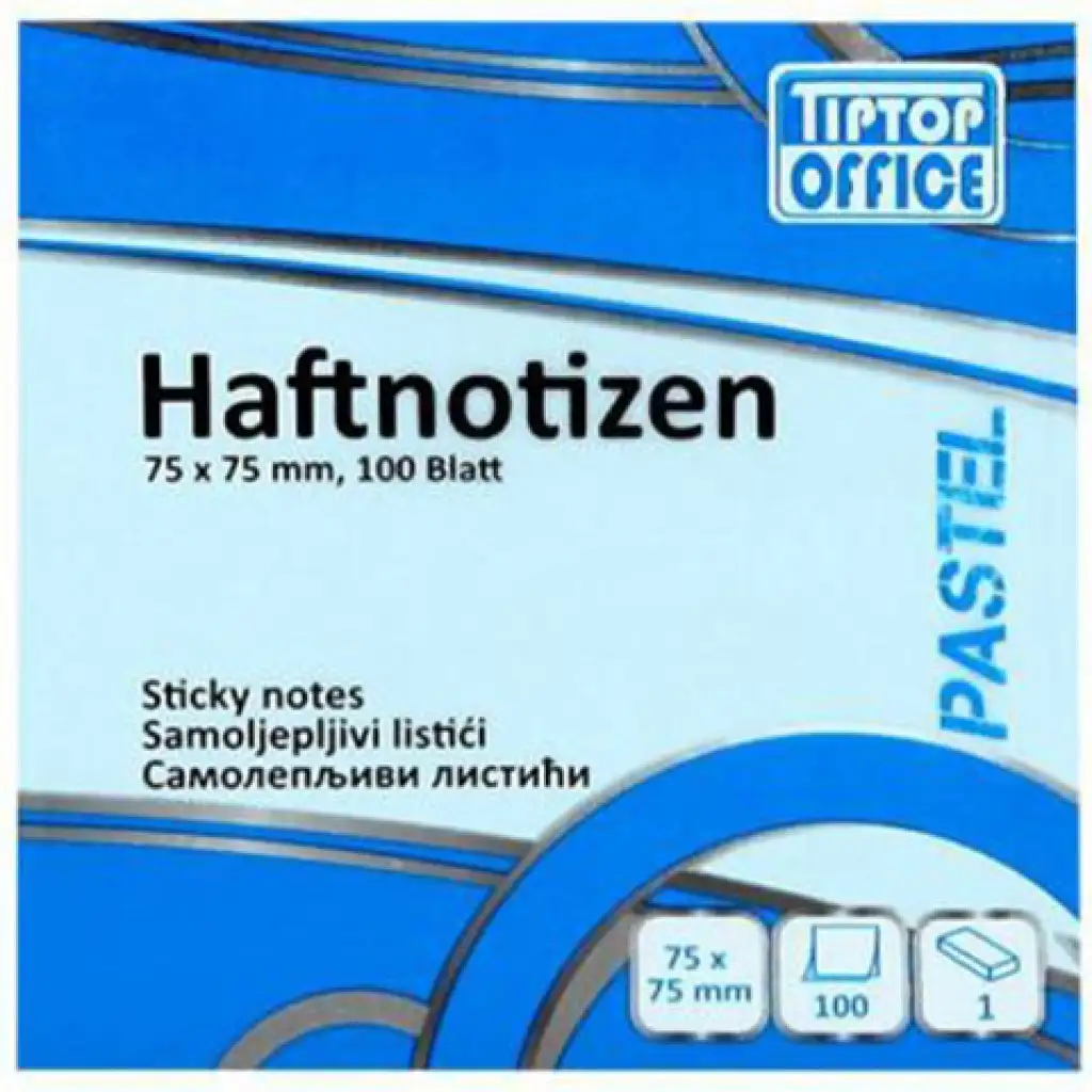 Spirit: Pastellblaues selbstklebendes Notizblock, 100 Blätter, 75x75mm