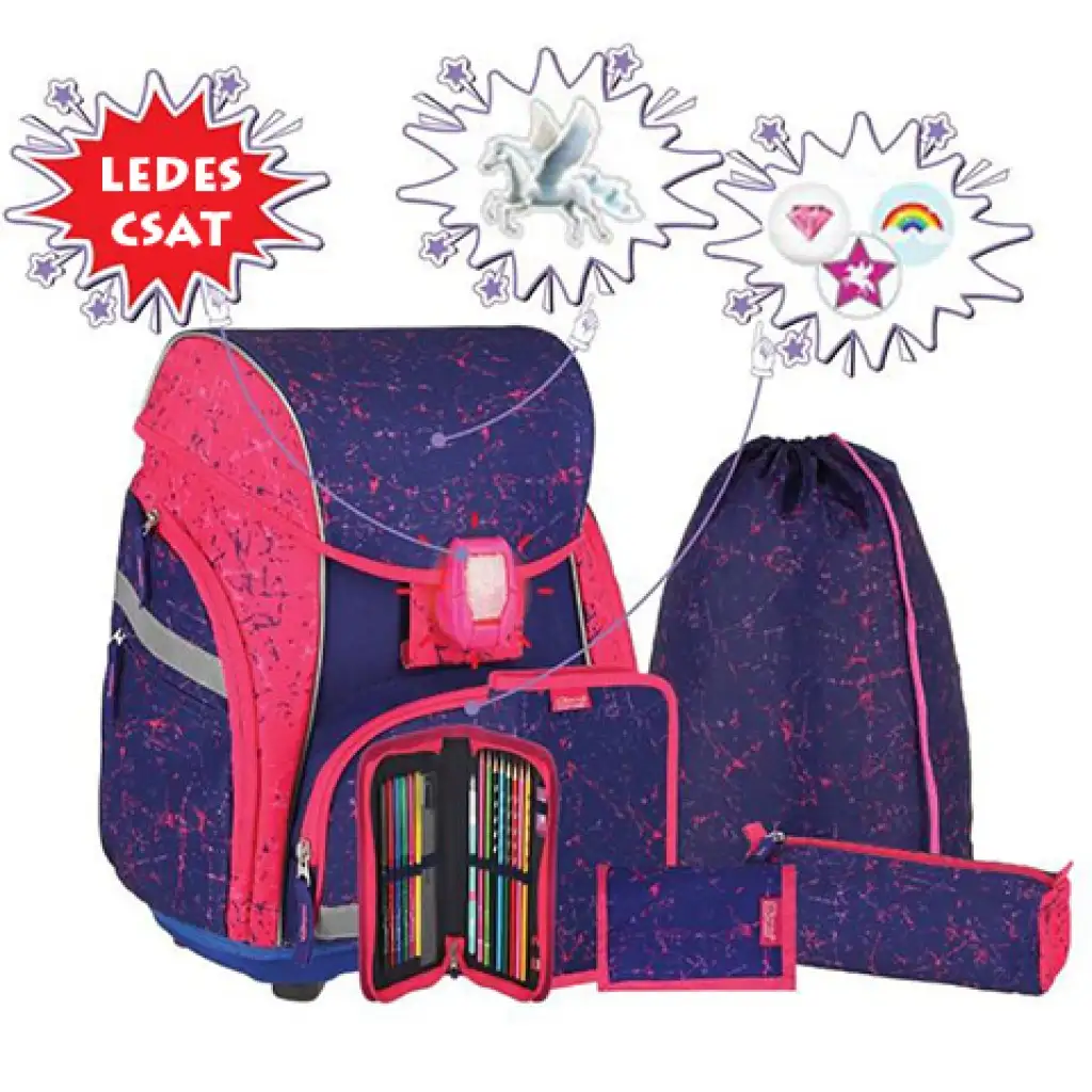 Spirit: Pegasus LED-Schulranzen, Rucksack 7-teiliges Set